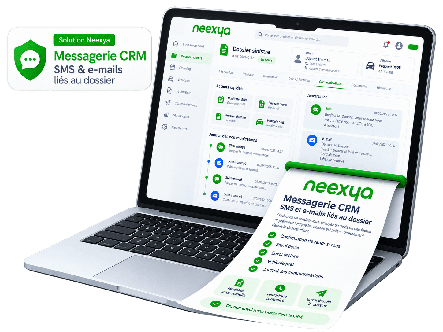 Messagerie SMS et e-mail dans Neexya Glass