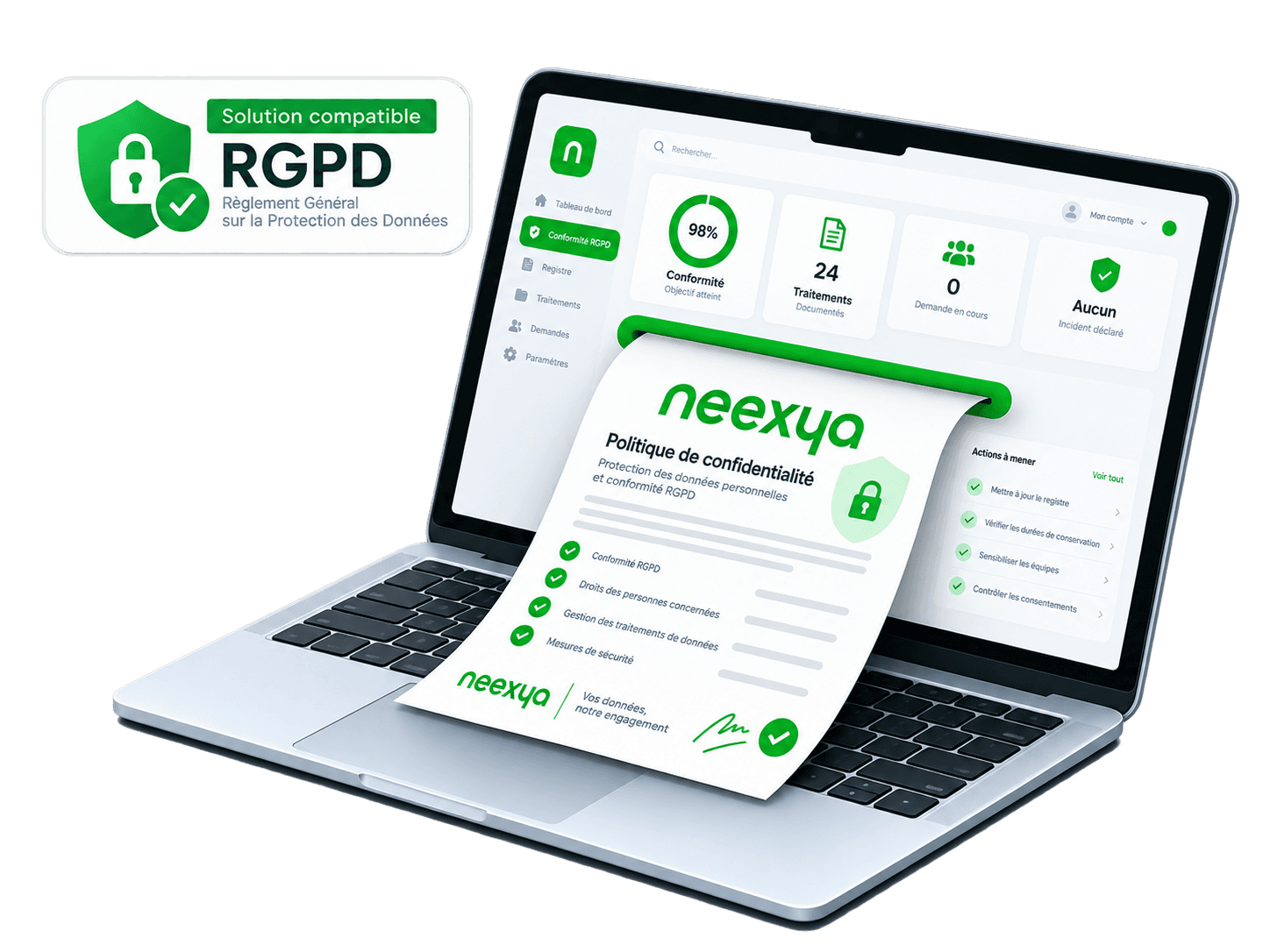 Illustration RGPD Neexya Glass sur un ordinateur portable